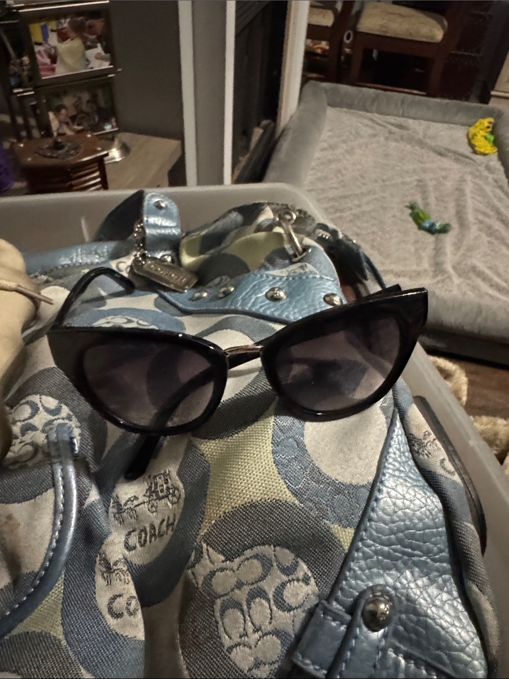 Coach Black Cat-Eye Sunglasses with Gradient Lenses